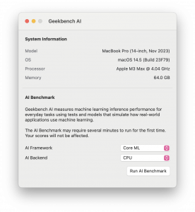Geekbench AI for Mac 1